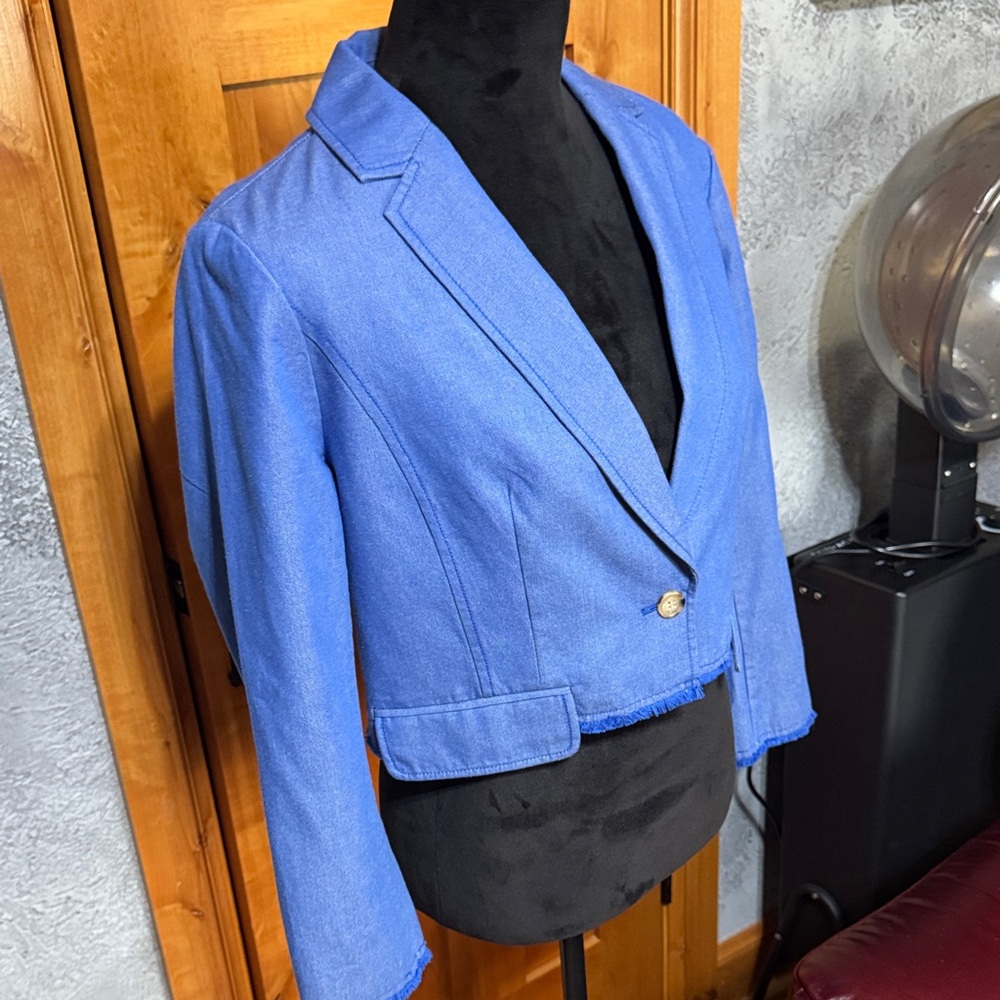 Anthropologie Blue Women's Cropped Blazer - Picture 2 of 6